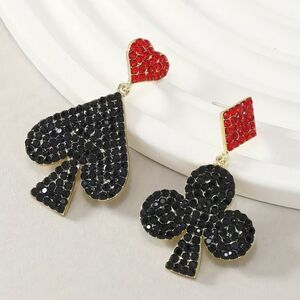 Retro poker card style earrings A795